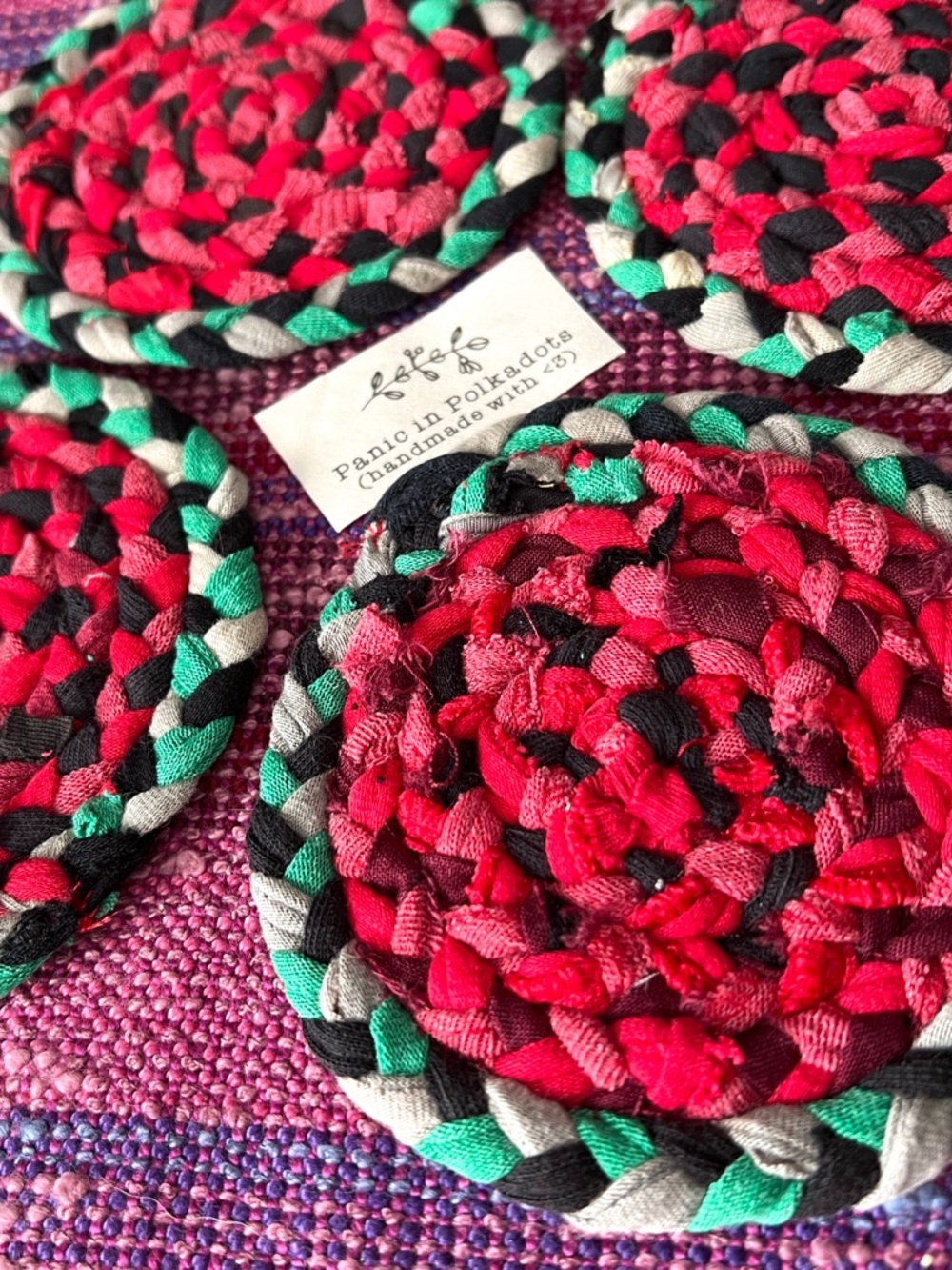 Set of Four Braided Coasters - Picture 4 of 17